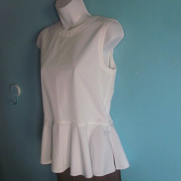 Theory Womens Size S White Cotton Peplum Blouse - Picture 10 of 10